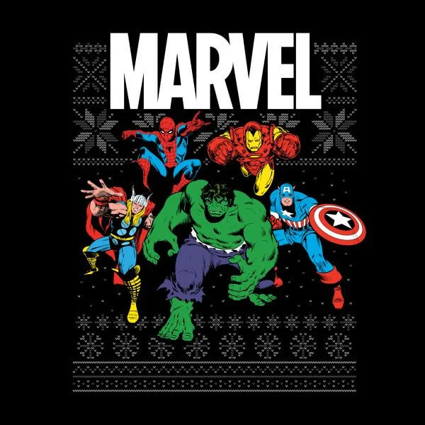 Marvel Avengers Group Women's Christmas T-Shirt - Black 4 Marvel Avengers Group Women's Christmas T-Shirt - Black - Image 2