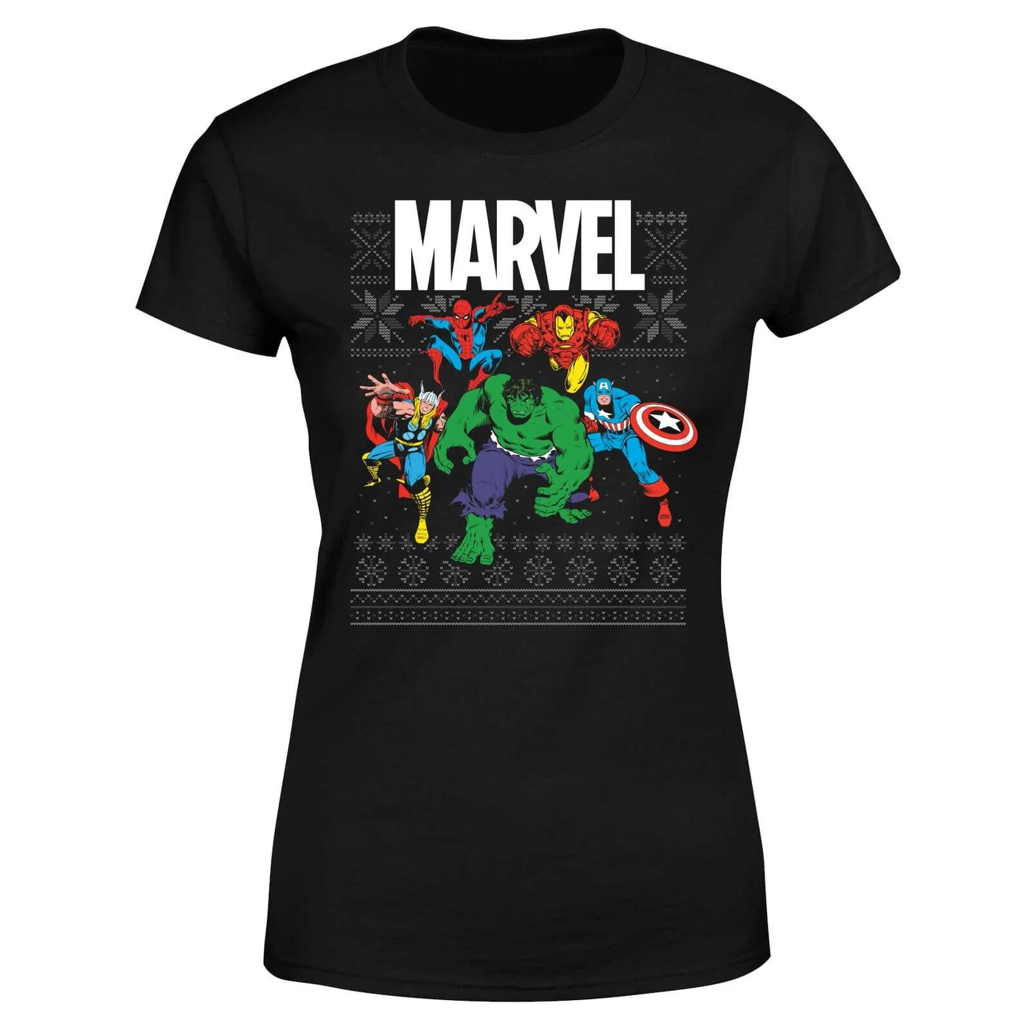 Marvel Avengers Group Women's Christmas T-Shirt - Black 7 Marvel Avengers Group Women's Christmas T-Shirt - Black - Image 5