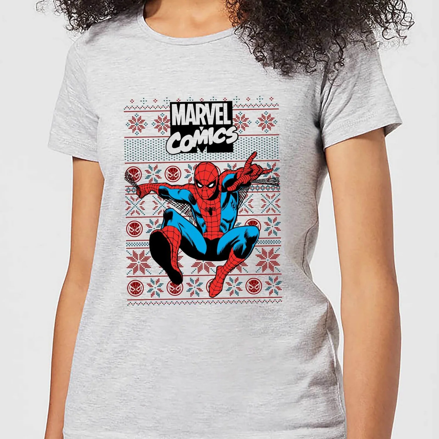 Marvel Avengers Classic Spider-Man Women's Christmas T-Shirt - Grey 3 Marvel Avengers Classic Spider-Man Women's Christmas T-Shirt - Grey