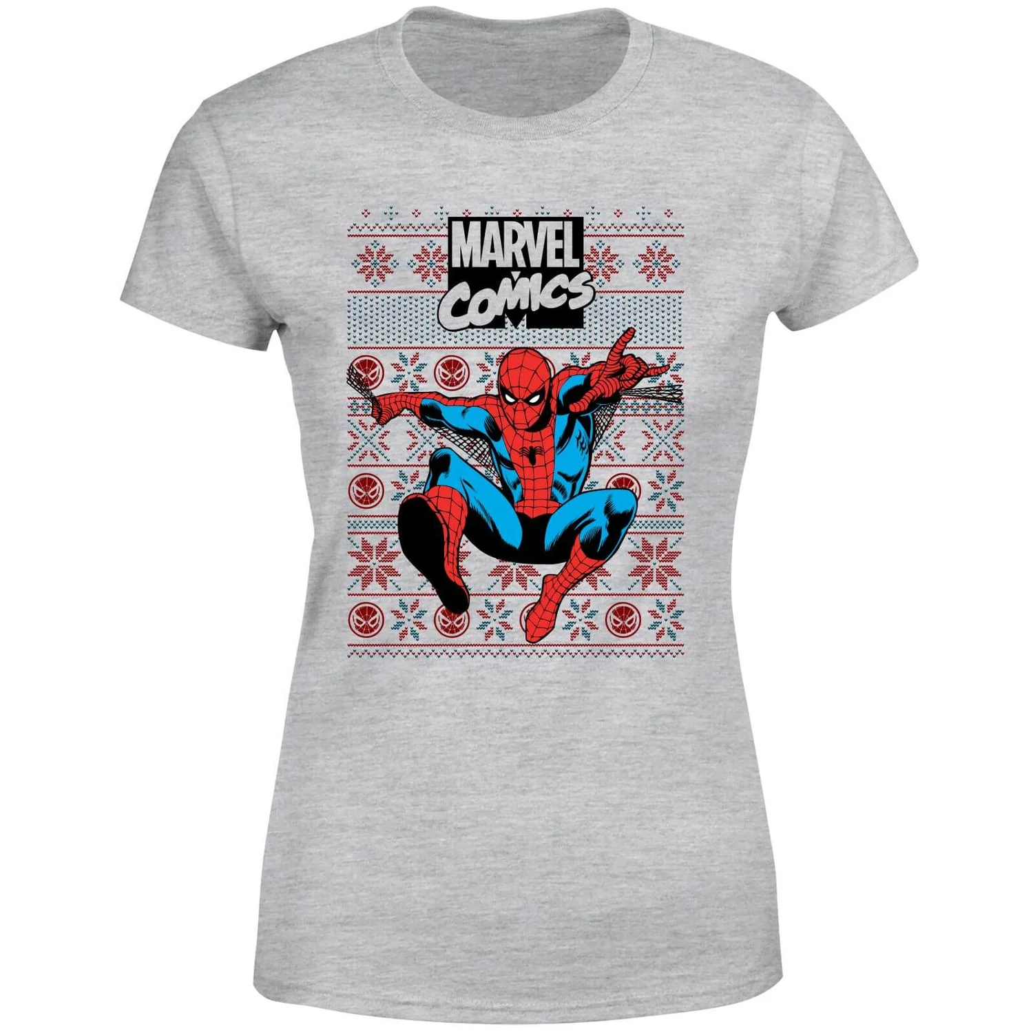 Marvel Avengers Classic Spider-Man Women's Christmas T-Shirt - Grey 7 Marvel Avengers Classic Spider-Man Women's Christmas T-Shirt - Grey - Image 5