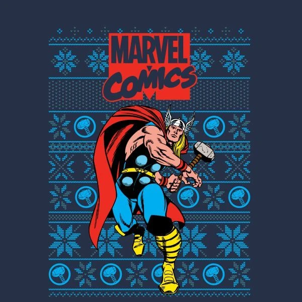 Marvel Avengers Thor Women's Christmas T-Shirt - Navy 4 Marvel Avengers Thor Women's Christmas T-Shirt - Navy - Image 2