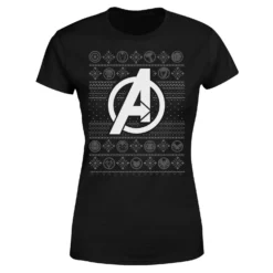 Marvel Avengers Logo Women's Christmas T-Shirt - Black -Cheap Christmas Franchises Store 11924028 1014624501966470