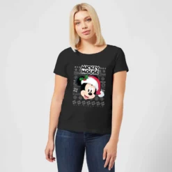 Disney Classic Mickey Mouse Women's Christmas T-Shirt - Black -Cheap Christmas Franchises Store 11924034 1184624502097942