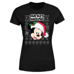 Disney Classic Mickey Mouse Women's Christmas T-Shirt - Black -Cheap Christmas Franchises Store 11924034 4164624502126274