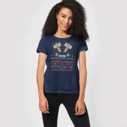 Marvel Avengers Thor Pixel Art Women's Christmas T-Shirt - Navy -Cheap Christmas Franchises Store 11924040 1264624502273463