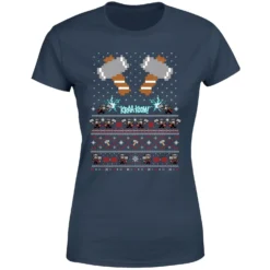 Marvel Avengers Thor Pixel Art Women's Christmas T-Shirt - Navy -Cheap Christmas Franchises Store 11924040 3484624506780003