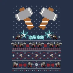 Marvel Avengers Thor Pixel Art Women's Christmas T-Shirt - Navy -Cheap Christmas Franchises Store 11924040 3854624502230425