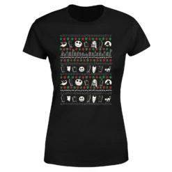 Disney Nightmare Before Christmas Jack Sally Zero Faces Women's T-Shirt - Black -Cheap Christmas Franchises Store 11926312 1844621134669150