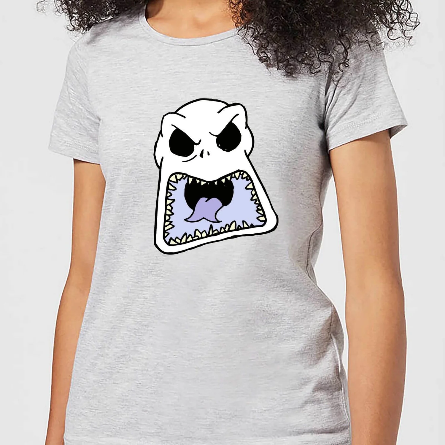 Disney Nightmare Before Christmas Jack Skellington Angry Face Women's T-Shirt - Grey 3 Disney Nightmare Before Christmas Jack Skellington Angry Face Women's T-Shirt - Grey