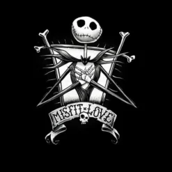 Disney Nightmare Before Christmas Jack Skellington Misfit Love Women's T-Shirt - Black -Cheap Christmas Franchises Store 11926412 1434621127654664