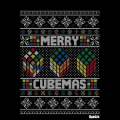 Rubiks Merry Cubemas Men's Christmas T-Shirt - Black -Cheap Christmas Franchises Store 11926959 1684621174348218