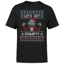 Rick And Morty Lets Get Schwifty Men's Christmas T-Shirt - Black -Cheap Christmas Franchises Store 11927294 1914621376146725