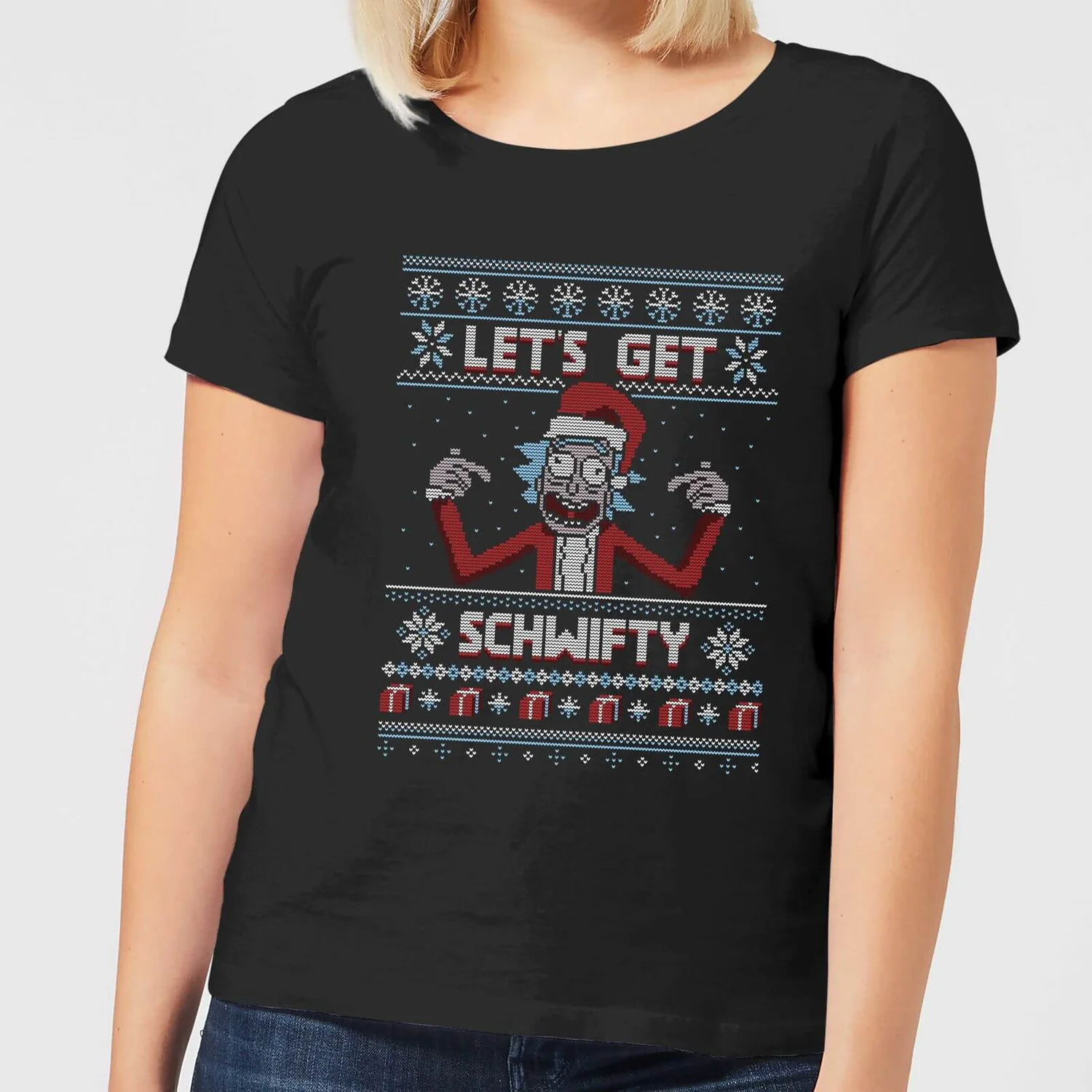 Rick And Morty Lets Get Schwifty Women's Christmas T-Shirt - Black 3 Rick And Morty Lets Get Schwifty Women's Christmas T-Shirt - Black