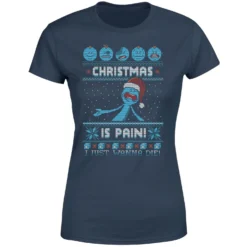 Rick And Morty Mr Meeseeks Pain Women's Christmas T-Shirt - Navy -Cheap Christmas Franchises Store 11927374 1064624297933629