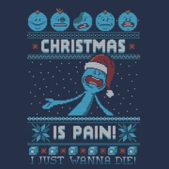 Rick And Morty Mr Meeseeks Pain Women's Christmas T-Shirt - Navy -Cheap Christmas Franchises Store 11927374 5434624297765146