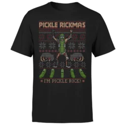 Rick And Morty Pickle Rick Men's Christmas T-Shirt - Black -Cheap Christmas Franchises Store 11927617 1004621385784846