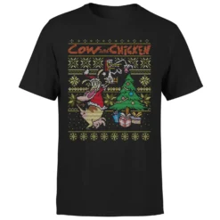 Cartoon Network Cow And Chicken Cow And Chicken Pattern Men's Christmas T-Shirt - Black 11 Cartoon Network Cow And Chicken Cow And Chicken Pattern Men's Christmas T-Shirt - Black -Cheap Christmas Franchises Store 11927654 1314621404753168