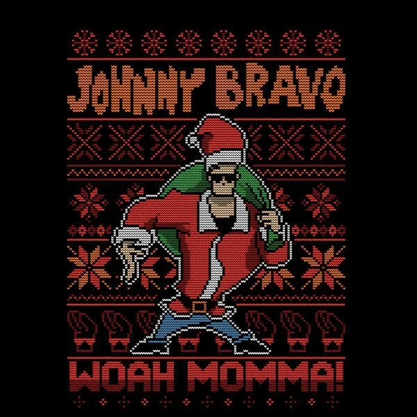 Cartoon Network Johnny Bravo Johnny Bravo Pattern Women's Christmas T-Shirt - Black 4 Cartoon Network Johnny Bravo Johnny Bravo Pattern Women's Christmas T-Shirt - Black - Image 2