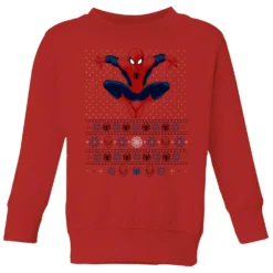 Marvel Avengers Spider-Man Kids Christmas Jumper - Red