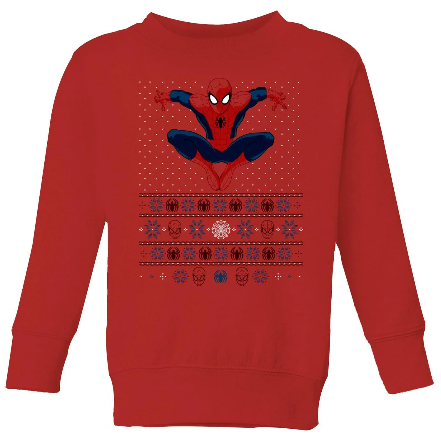 Marvel Avengers Spider-Man Kids Christmas Jumper - Red 3 Marvel Avengers Spider-Man Kids Christmas Jumper - Red
