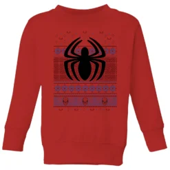 Marvel Avengers Spider-Man Logo Kids Christmas Jumper - Red