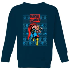 Marvel Avengers Thor Kids Christmas Jumper - Navy