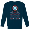 Marvel Avengers Captain America Pixel Art Kids Christmas Jumper - Navy -Cheap Christmas Franchises Store 11928246 7114621630230264