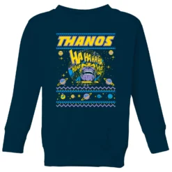 Marvel Thanos Christmas Knit Kids Christmas Jumper - Navy