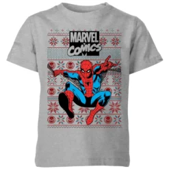 Marvel Avengers Classic Spider-Man Kids Christmas T-Shirt - Grey