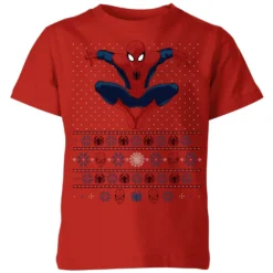 Marvel Avengers Spider-Man Kids Christmas T-Shirt - Red