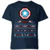 Marvel Avengers Captain America Pixel Art Kids Christmas T-Shirt - Navy -Cheap Christmas Franchises Store 11928378 2004621631419578