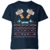 Marvel Avengers Thor Pixel Art Kids Christmas T-Shirt - Navy -Cheap Christmas Franchises Store 11928384 4644621631483541
