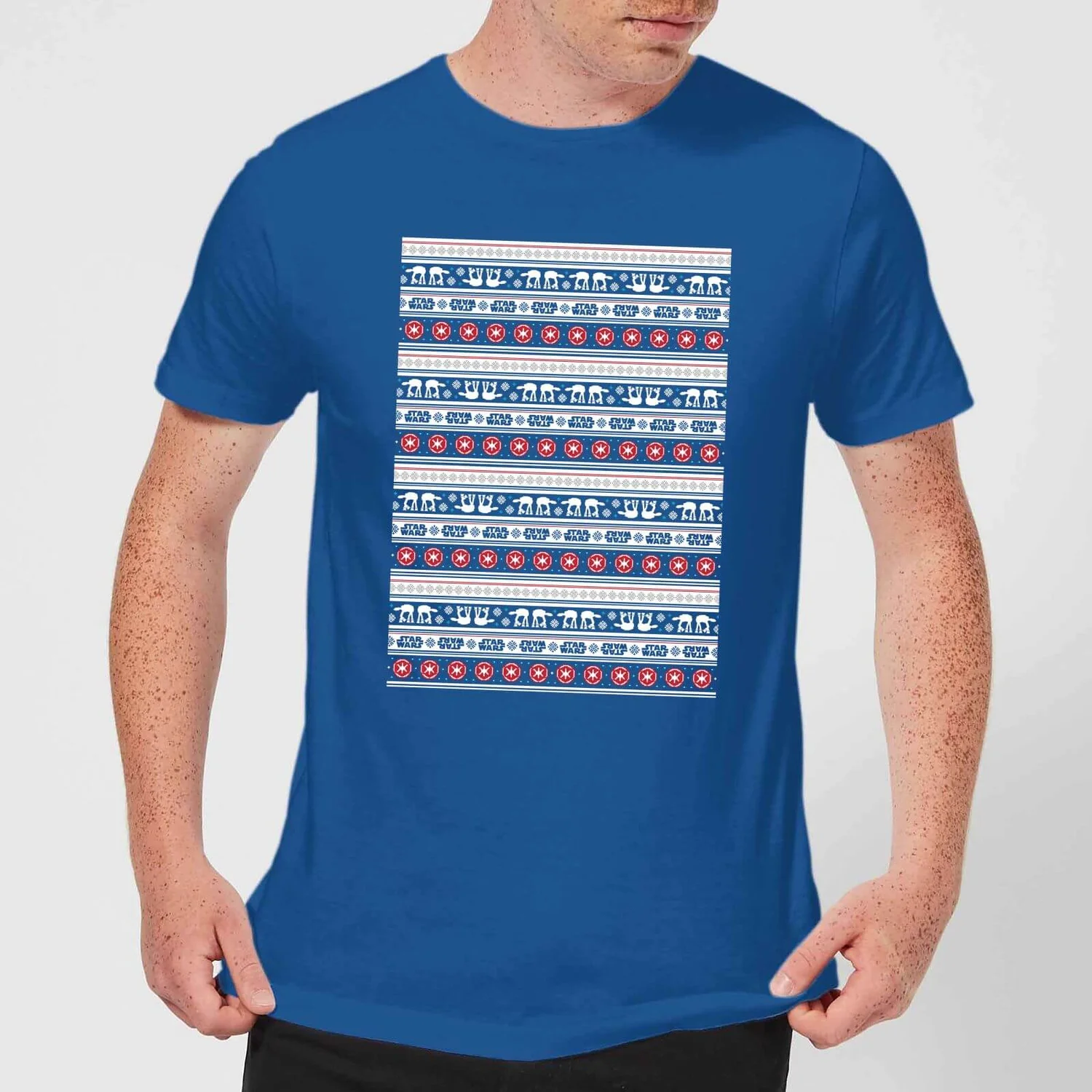 Star Wars AT-AT Pattern Men's Christmas T-Shirt - Royal Blue 3 Star Wars AT-AT Pattern Men's Christmas T-Shirt - Royal Blue