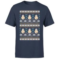 Star Wars BB-8 Pattern Men's Christmas T-Shirt - Navy -Cheap Christmas Franchises Store 11929468 6764622426488821