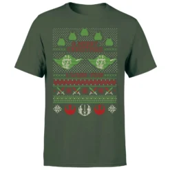 Star Wars Merry Christmas I Wish You Knit Men's Christmas T-Shirt - Forest Green -Cheap Christmas Franchises Store 11929486 1954622427807786