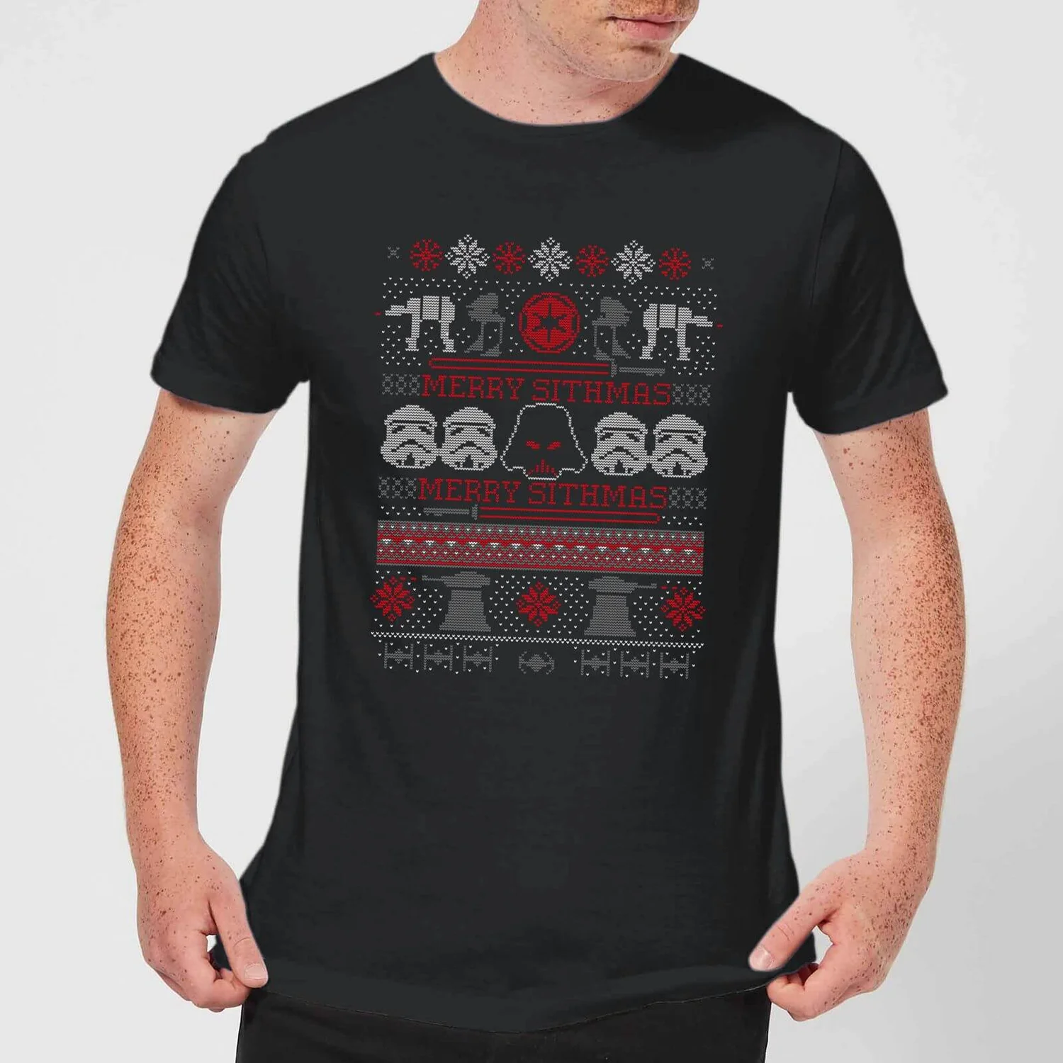 Star Wars Merry Sithmas Knit Men's Christmas T-Shirt - Black 3 Star Wars Merry Sithmas Knit Men's Christmas T-Shirt - Black