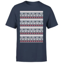 Star Wars AT-AT Pattern Men's Christmas T-Shirt - Navy -Cheap Christmas Franchises Store 11929516 1264622425040328