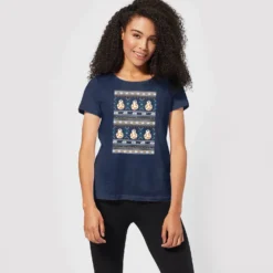 Star Wars BB-8 Pattern Women's Christmas T-Shirt - Navy -Cheap Christmas Franchises Store 11929657 8354624298254665