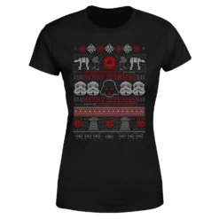 Star Wars Merry Sithmas Knit Women's Christmas T-Shirt - Black -Cheap Christmas Franchises Store 11929671 1164624506155085