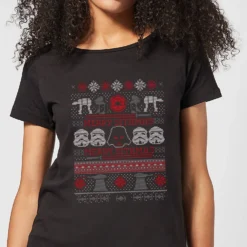 Star Wars Merry Sithmas Knit Women's Christmas T-Shirt - Black