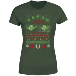Star Wars Merry Christmas I Wish You Knit Women's Christmas T-Shirt - Forest Green -Cheap Christmas Franchises Store 11929681 5144624506349488