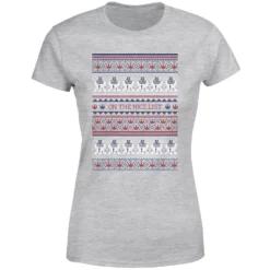 Star Wars On The Nice List Pattern Women's Christmas T-Shirt - Grey -Cheap Christmas Franchises Store 11929715 2534624299782811