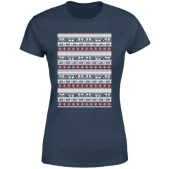 Star Wars AT-AT Pattern Women's Christmas T-Shirt - Navy -Cheap Christmas Franchises Store 11929725 1504624494971853