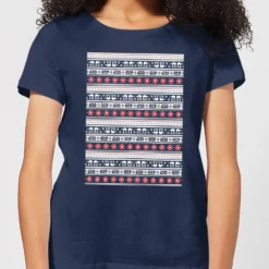 Star Wars AT-AT Pattern Women's Christmas T-Shirt - Navy