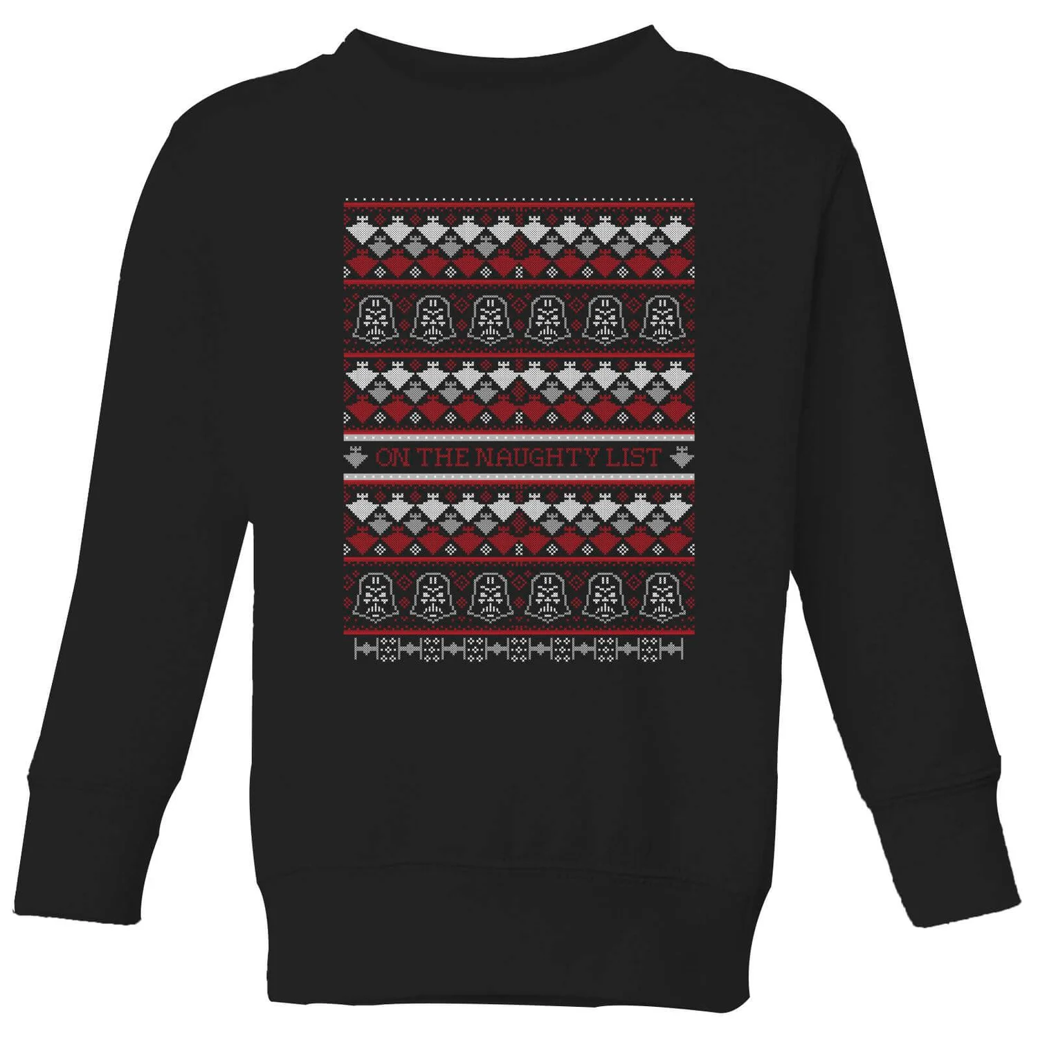 Star Wars On The Naughty List Pattern Kids Christmas Jumper - Black 3 Star Wars On The Naughty List Pattern Kids Christmas Jumper - Black