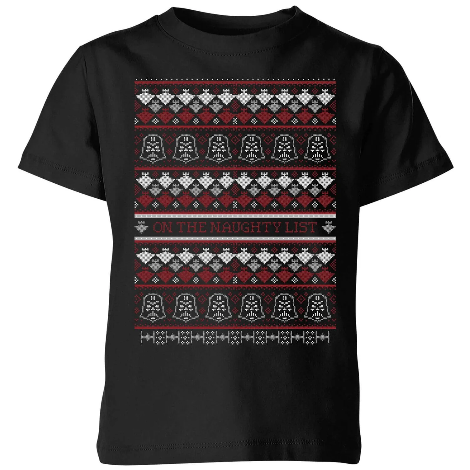 Star Wars On The Naughty List Pattern Kids Christmas T-Shirt - Black 3 Star Wars On The Naughty List Pattern Kids Christmas T-Shirt - Black