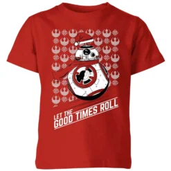 Star Wars Let The Good Times Roll Kids Christmas T-Shirt - Red