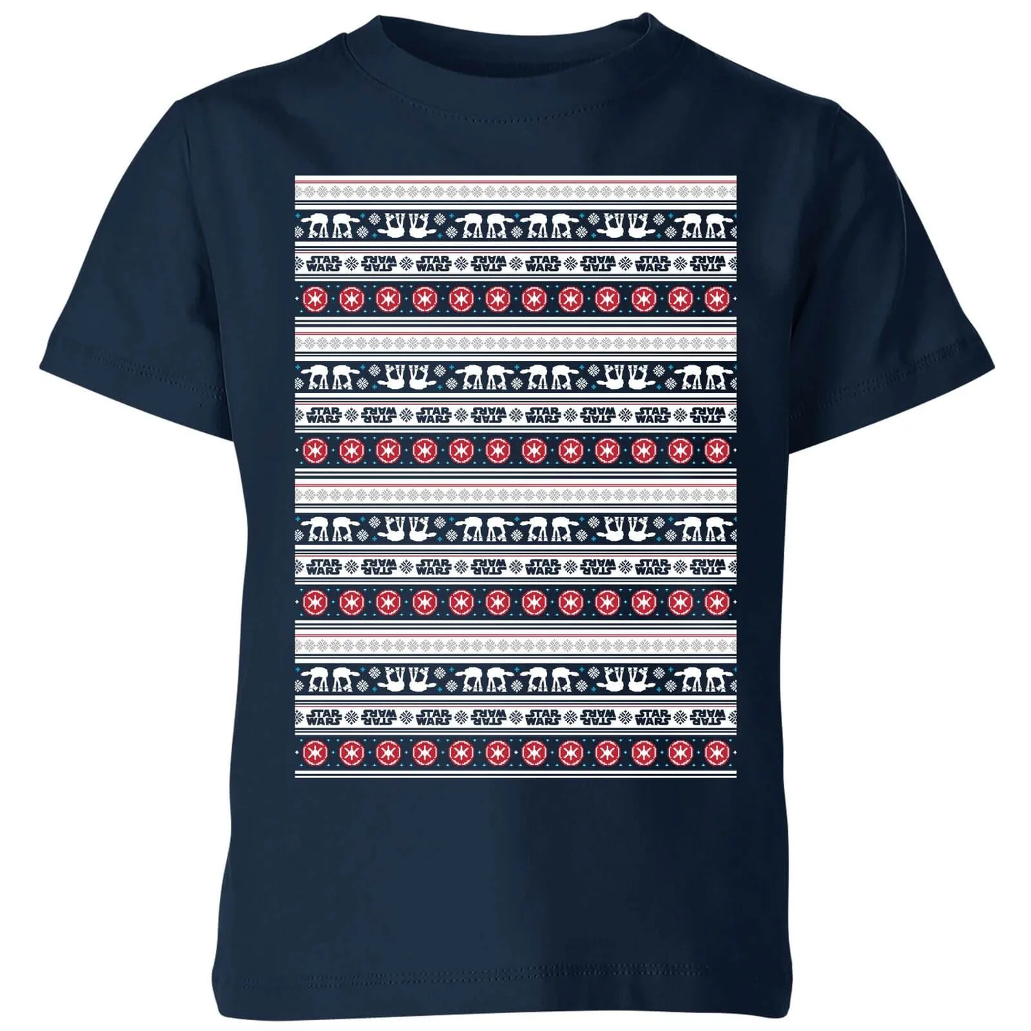 Star Wars AT-AT Pattern Kids Christmas T-Shirt - Navy 3 Star Wars AT-AT Pattern Kids Christmas T-Shirt - Navy