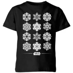 Star Wars Snowflake Kids Christmas T-Shirt - Black