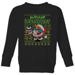 Cartoon Network Dexter's Lab Pattern Kids' Christmas Jumper - Black